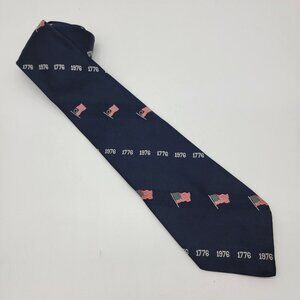 VINTAGE Bicentennial Collection Necktie Blue 1776 1976 Bicentennial USA Flag Tie